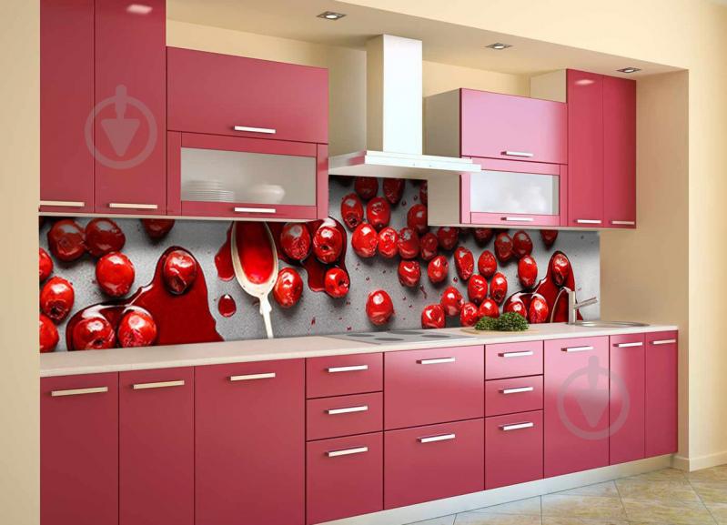 Скинали на кухню Zatarga «Вишневое варенье» 600х3000 мм виниловая 3Д наклейка кухонный фартук самоклеящаяся Z180714/2