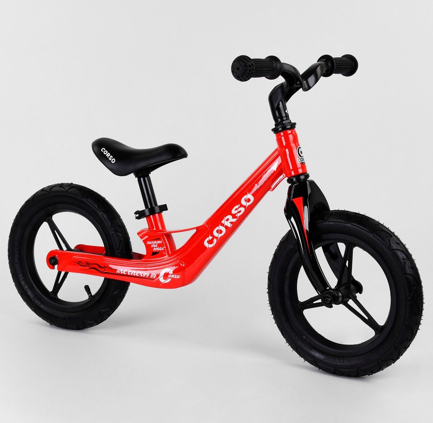 Велобіг дитячий Corso 66650 на магнієвій рамі з магнієвим кермом колеса 12" надувні Червоний