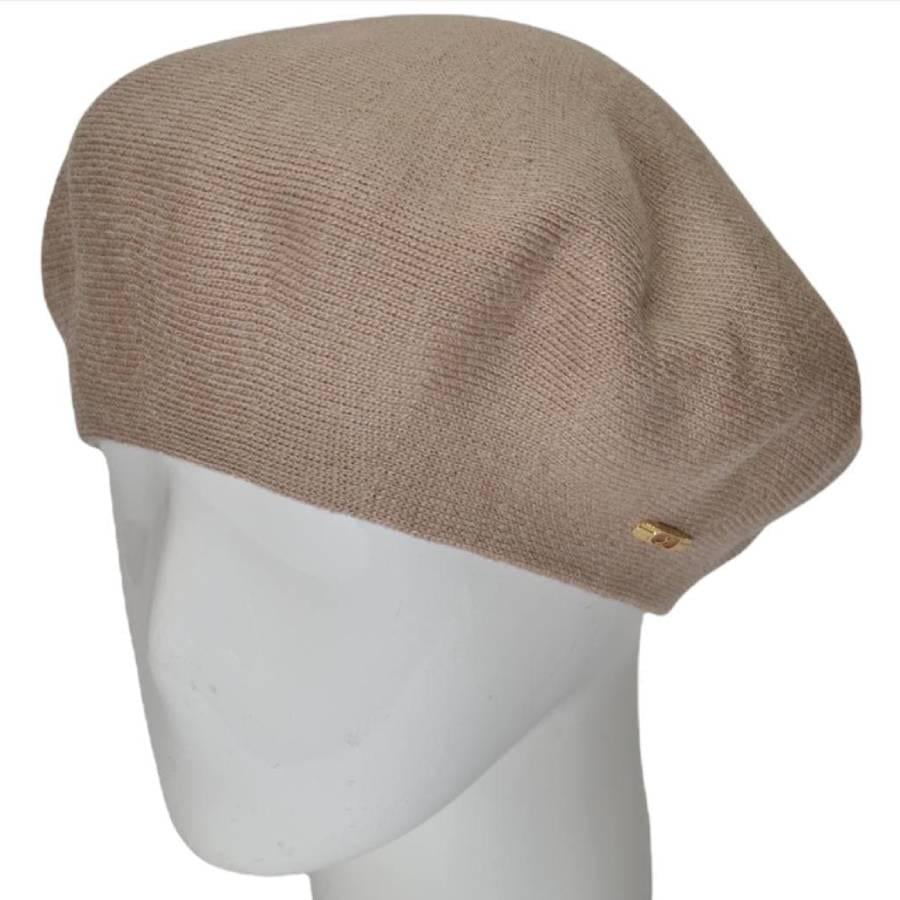 Берет женский Lirus Шанель из шерсти двойной тонкой вязки Светлый лен