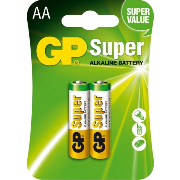 Батарейки щелочные GP Super Alkaline AA 1,5V 15A-U2 LR6 2 шт. (000027)