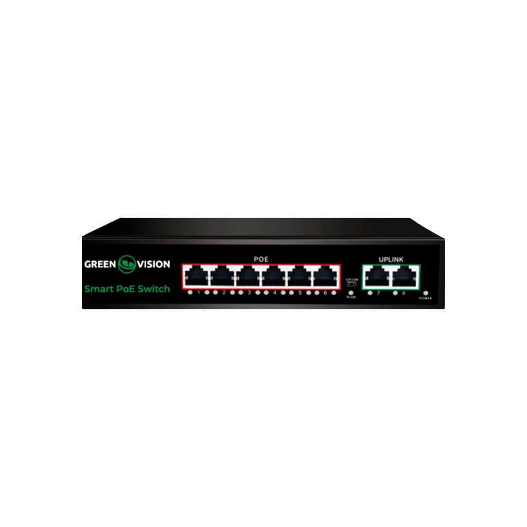 Коммутатор сетевой POE GreenVision GV-020-D-6G+2PG (3103387711)