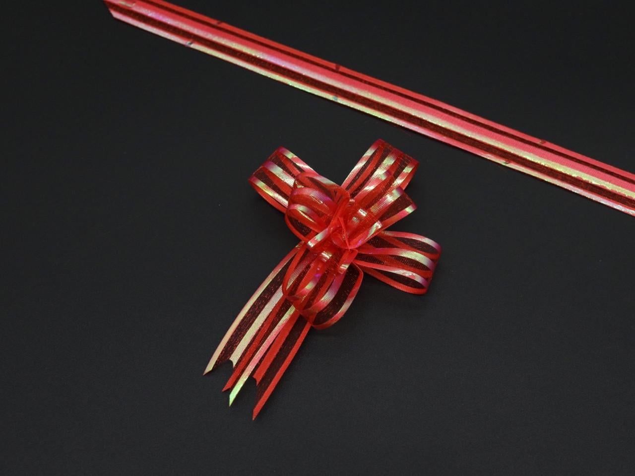 Бант подарочный на затяжках из органзы Красный (BN-625-12)