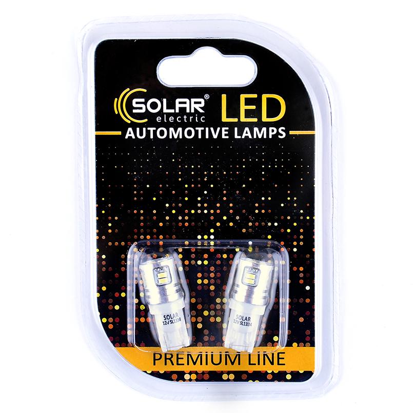 Автолампа LED Solar 12V T10 W2,1x9,5d 12SMD white 2 шт. (SL1334)