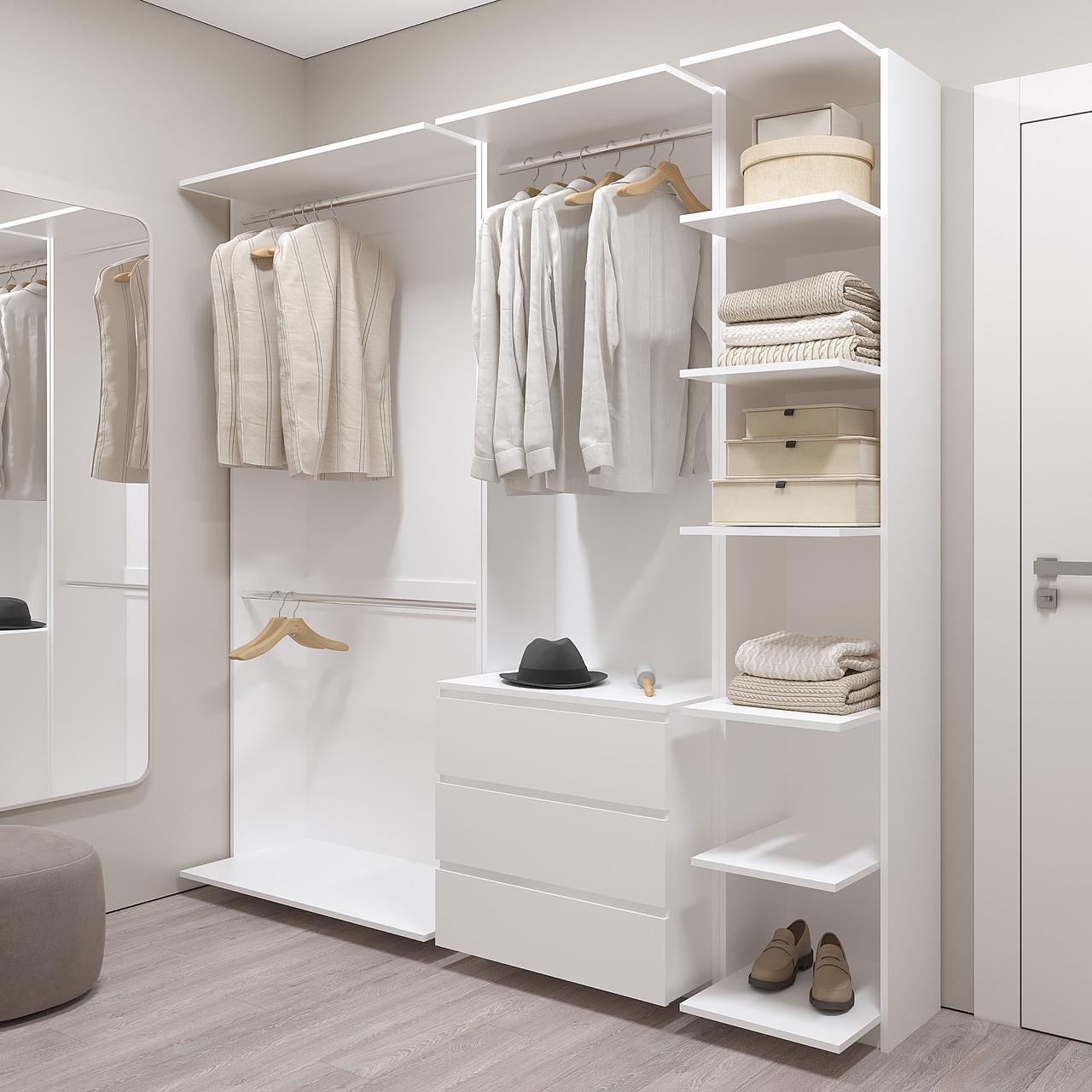 Гардеробная система Гардеробна-1 2100х2100х500 мм Белый (28592794)