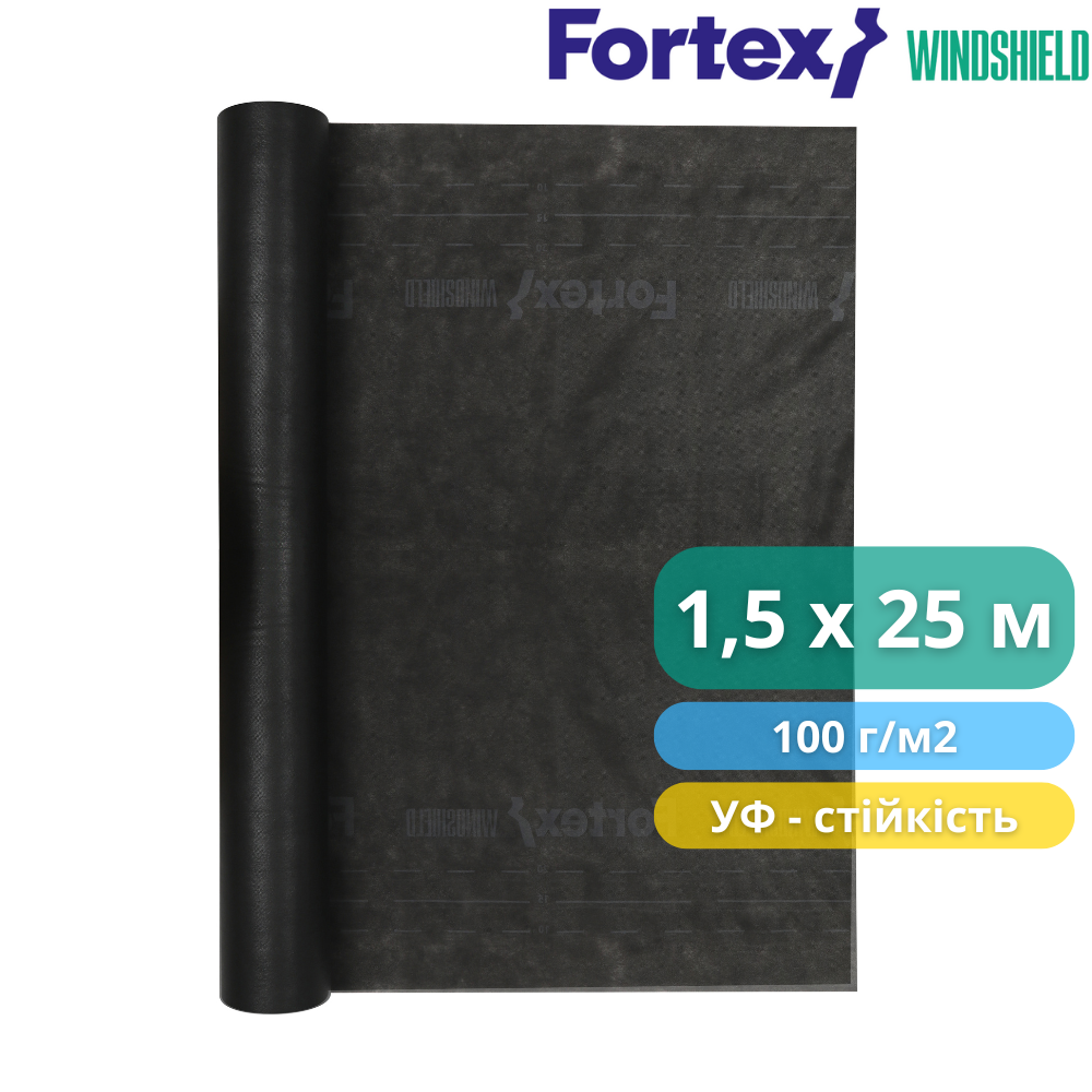 Мембрана вітроізоляційна FORTEX WINDSHIELD 1,5х25 м 37,5 м2 (330018) - фото 4 Мембрана вітроізоляційна FORTEX WINDSHIELD 1,5х25 м 37,5 м2 (330018) - фото 4