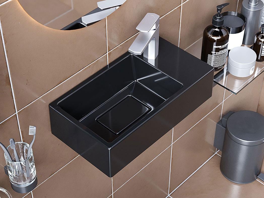 Умывальник подвесной Luxor Aldo R Black (742) - фото 10