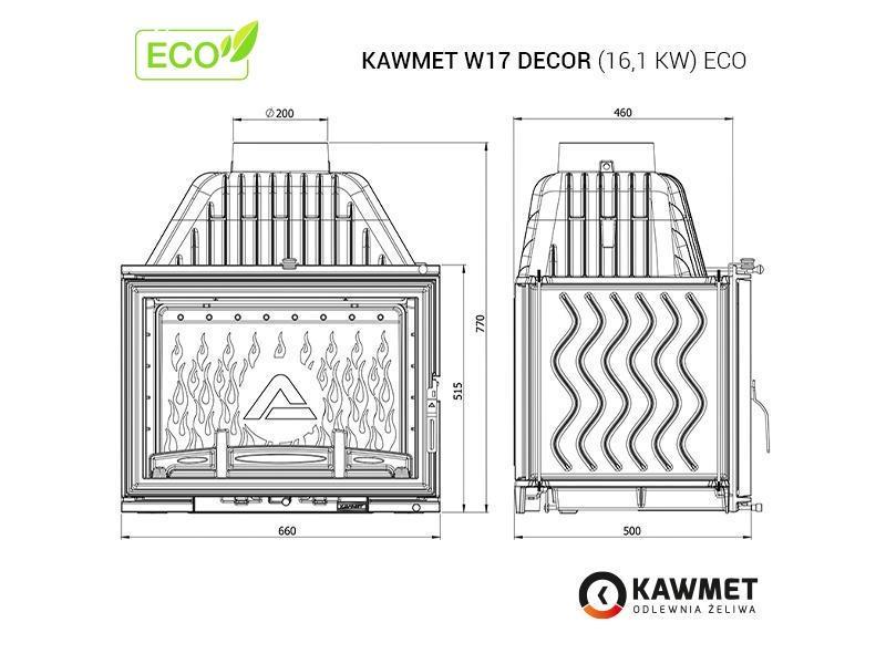 Печь-камин топка чугунная KAWMET W17 Dekor EKO 16,1 кВт - фото 6