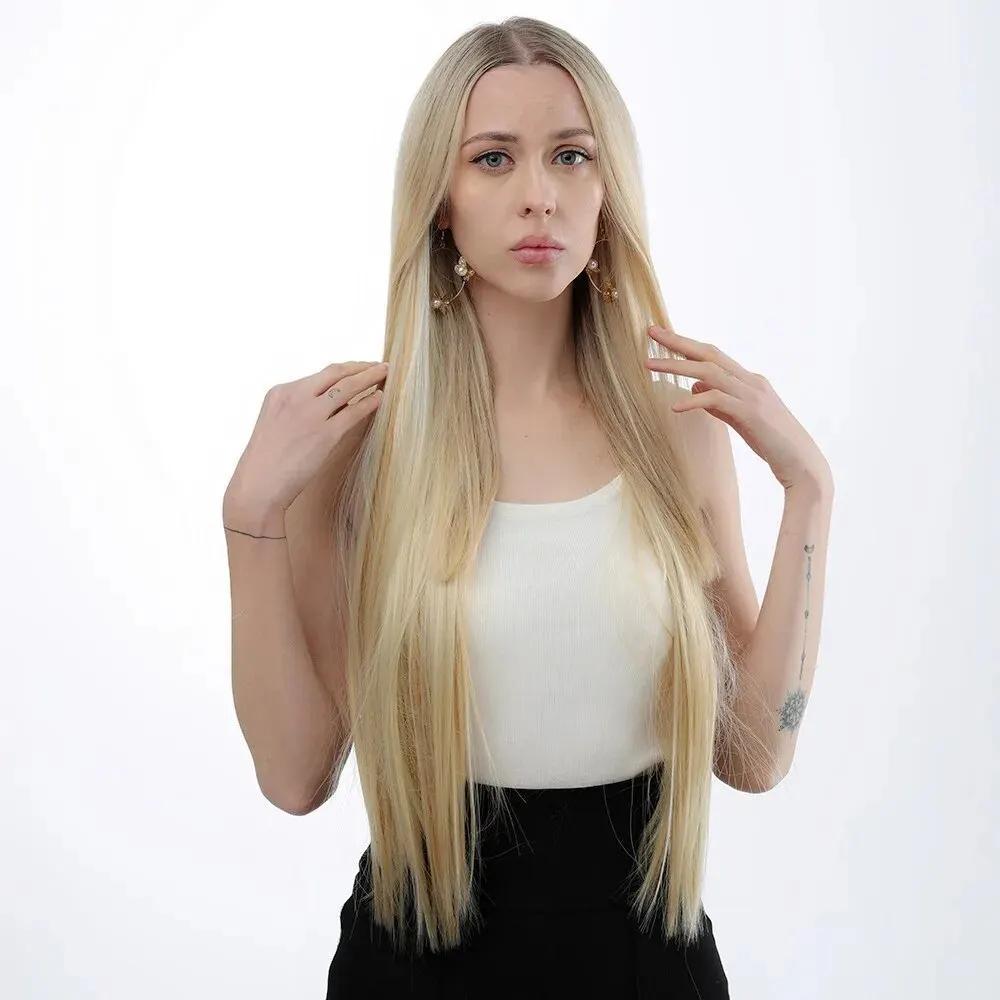 Волосся накладне пряме на еластичній нитці 56 см Золотий Блонд (14505168) - фото 5