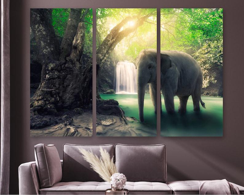 Модульная картина на холсте из трех частей KIL Art Одинокий слон 78x48 см (M3_M_230)