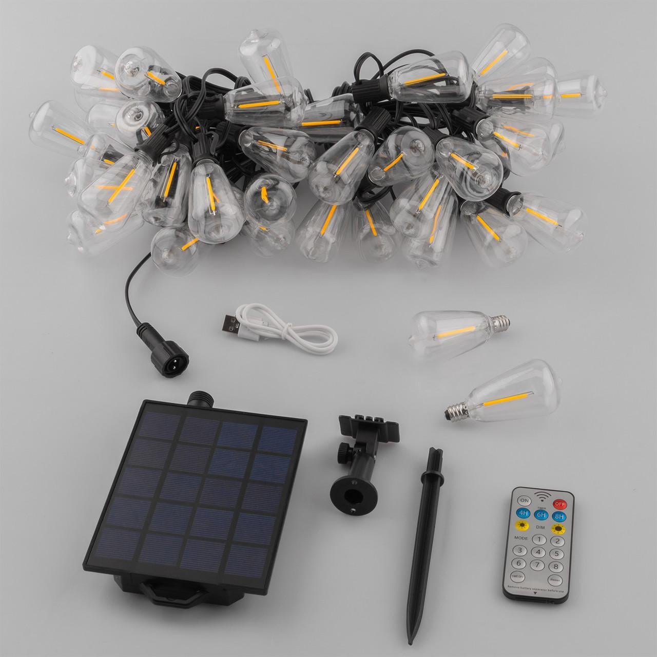 Гирлянда садовая солнечная 40 LED-фонариков и 2 шт. в подарок 2700 K IP44 с пультом/солнечной и USB-зарядкой 14,5 м Теплый свет (33977519) Гирлянда садовая солнечная 40 LED-фонариков и 2 шт. в подарок 2700 K IP44 с пультом/солнечной и USB-зарядкой 14,5 м Теплый свет (33977519)
