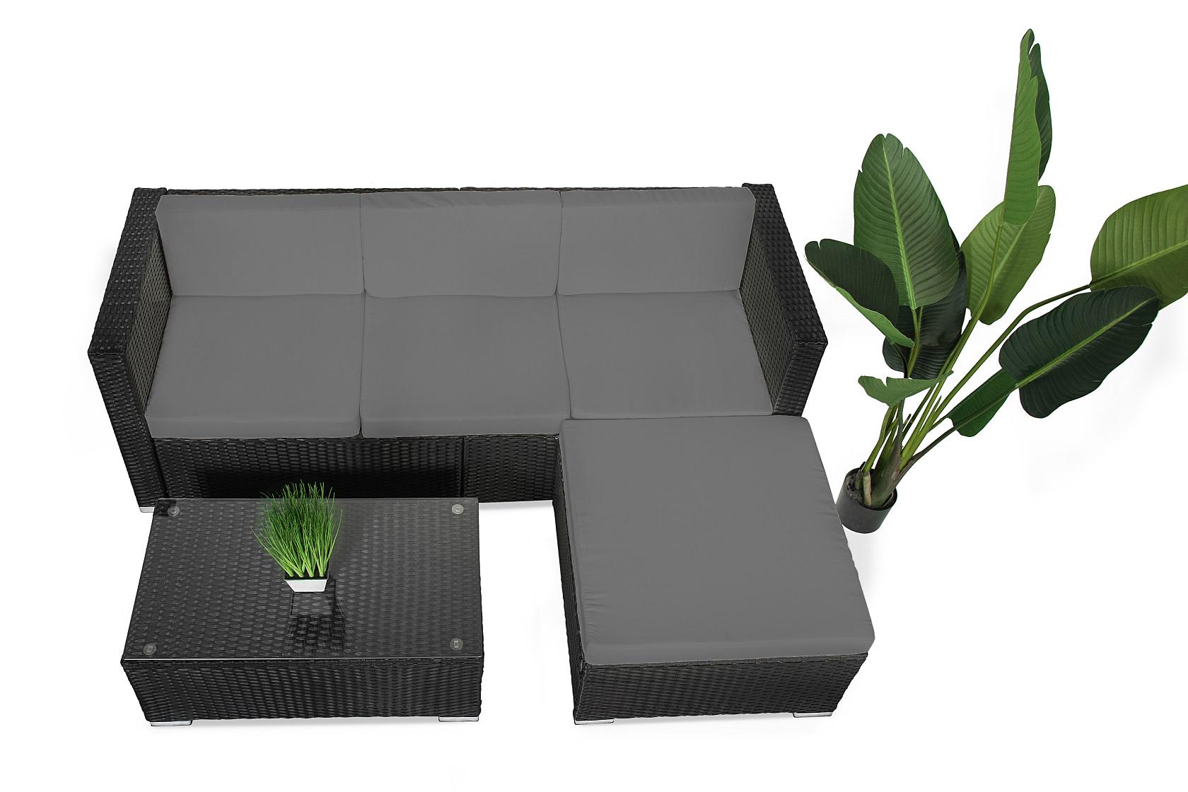 Набор садовой мебели Just Relax Lounge Terrace 3 из ротанга со стальным каркасом Черный/Серый (10827103)