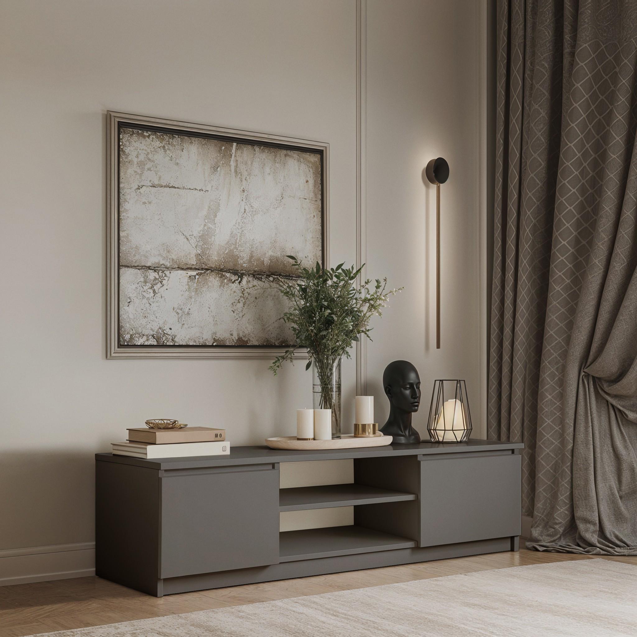 Тумба під телевізор Vega 1500х370х420 мм Антрацит - фото 1