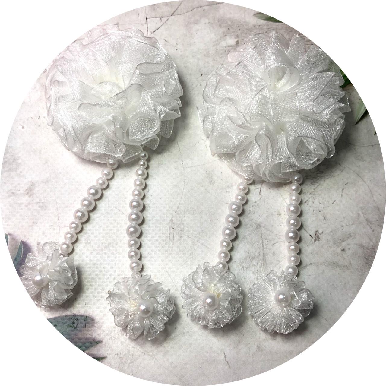 Бантики детские на резинке 6х7 см 2 шт. Белый (11433)