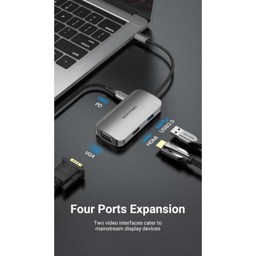 Док-станція Vention TOAHB USB3.1 Type-C-HDMI/VGA/USB 3.0/PD 100W - фото 3