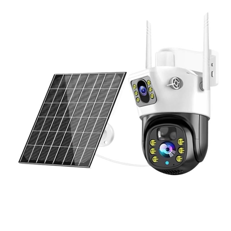 IP-камера видеонаблюдения уличная RIAS V37 Wi-Fi 2 объектива 4MP+4MP с солнечной панелью White (3_08376)