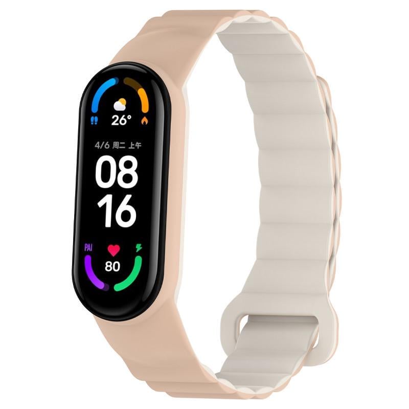 Ремінець Dual-color Magnetic для Xiaomi Mi Band 9/8 Beige/White (00000077059_1)