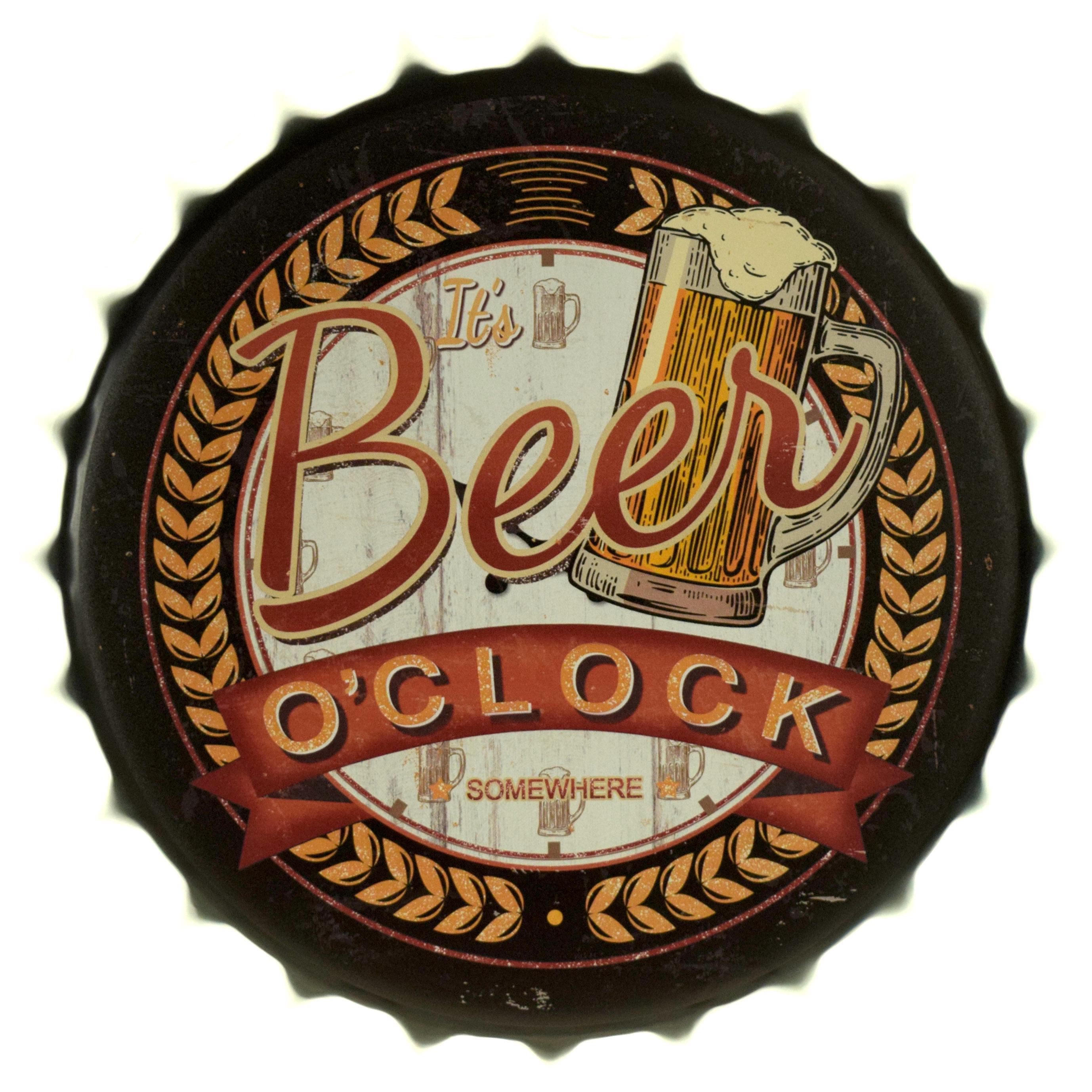 Табличка металлическая "Beer O'Clock" 35 см (ms-104199)