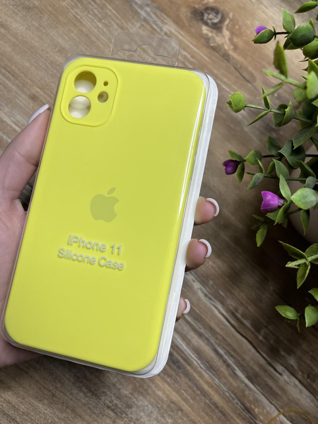 Чохол накладка на iPhone (Айфон) 11 квадратні борти silicone case full camera на apple - фото 1