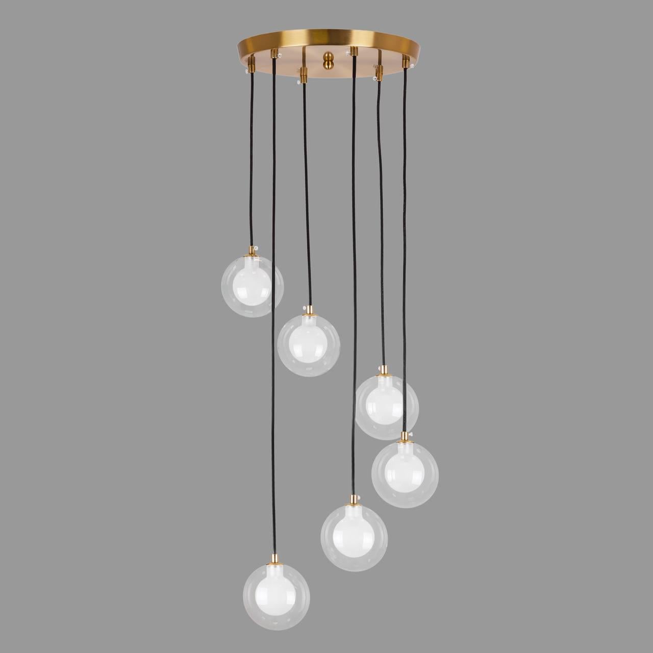 Люстра с двойными плафонами 6 ламп (61-P1006F-6 BRZ+CLWH 300)