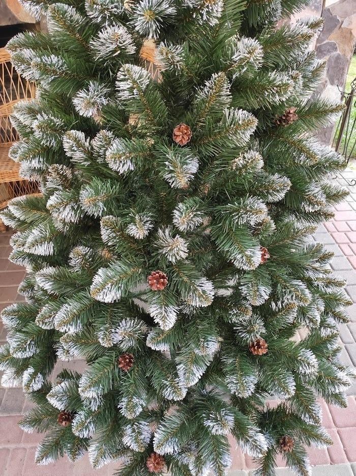 Елка искусственная элитная с шишками с подставкой с белым инеем 1,8 м Зеленый (Е-1,8) - фото 3 Елка искусственная элитная с шишками с подставкой с белым инеем 1,8 м Зеленый (Е-1,8) - фото 3