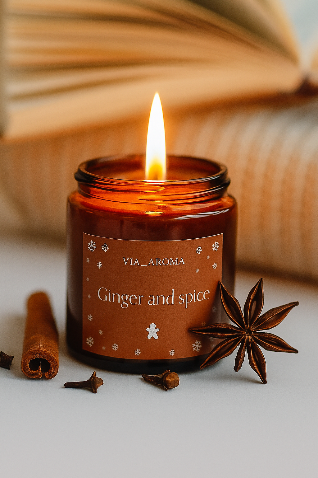 Аромасвечка новогодняя Via Aroma Ginger and Spice соевая 100 мл (30563162)