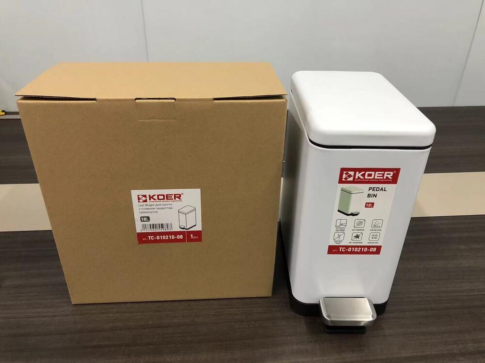 Мусорное ведро с плавным закрытием Koer TC-010210-08 прямоугольное 10 л Белый (KR5598) - фото 5 Мусорное ведро с плавным закрытием Koer TC-010210-08 прямоугольное 10 л Белый (KR5598) - фото 5