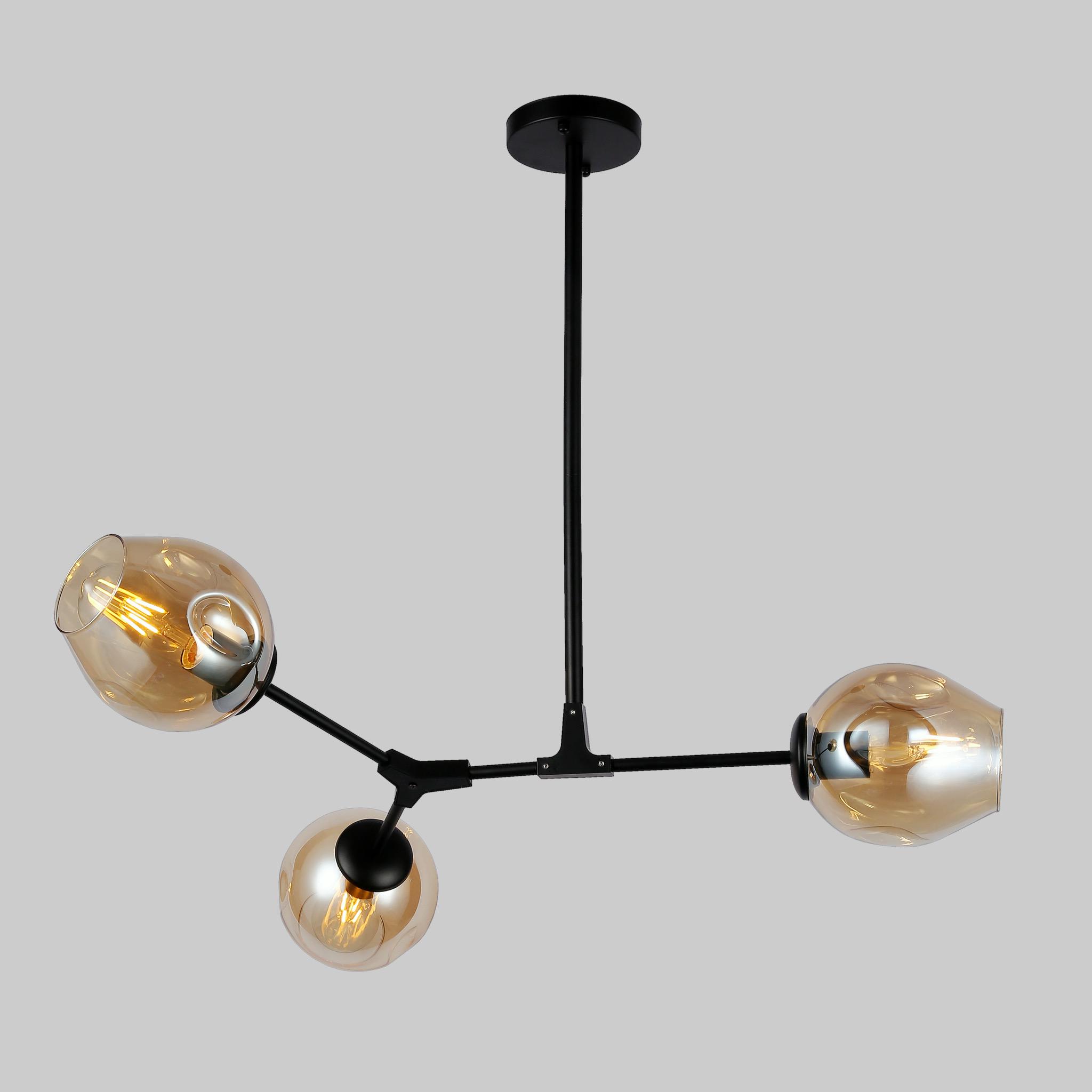 Люстра Molecule на 3 лампы Черный (52-L7731-3 BK+BR)