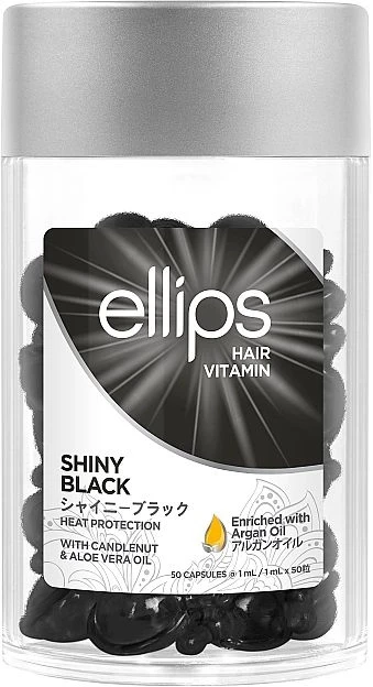 Вітаміни для волосся Ellips Hair Vitamin Shiny Нічне сяйво з горіховим маслом кукуї та алое вера Black