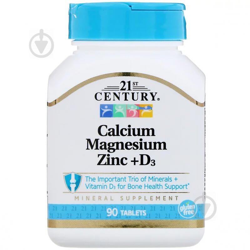 Кальцій, магній, цинк + D3 21st Century 90 таблеток