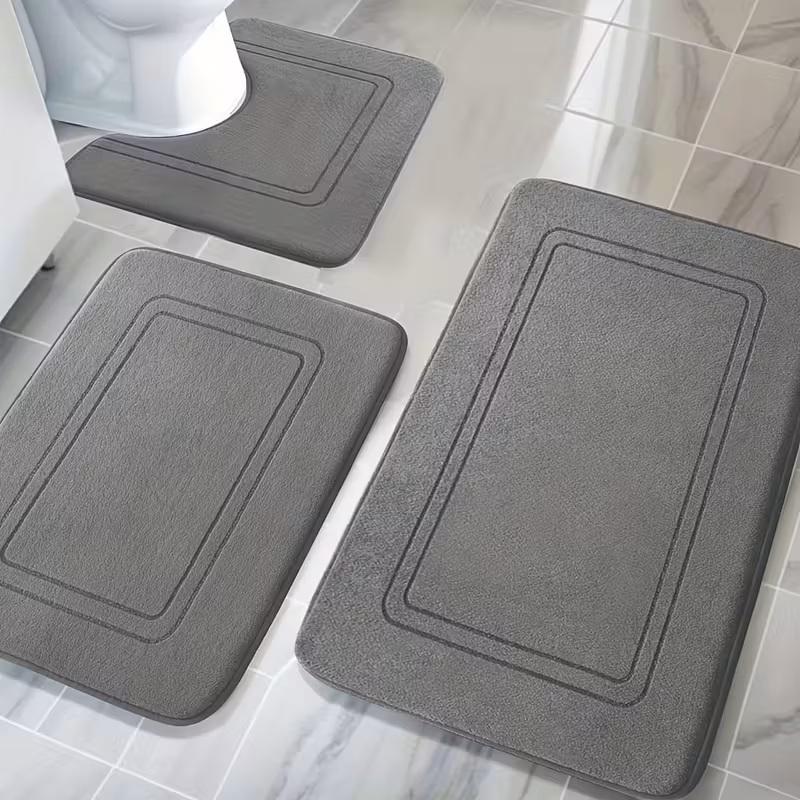 Набір килимків для ванної з ефектом пам'яті KVADRO антиковзкий водопоглинаючий 3 шт. Темно-сірий (7802645) - фото 2 Набір килимків для ванної з ефектом пам'яті KVADRO антиковзкий водопоглинаючий 3 шт. Темно-сірий (7802645) - фото 2