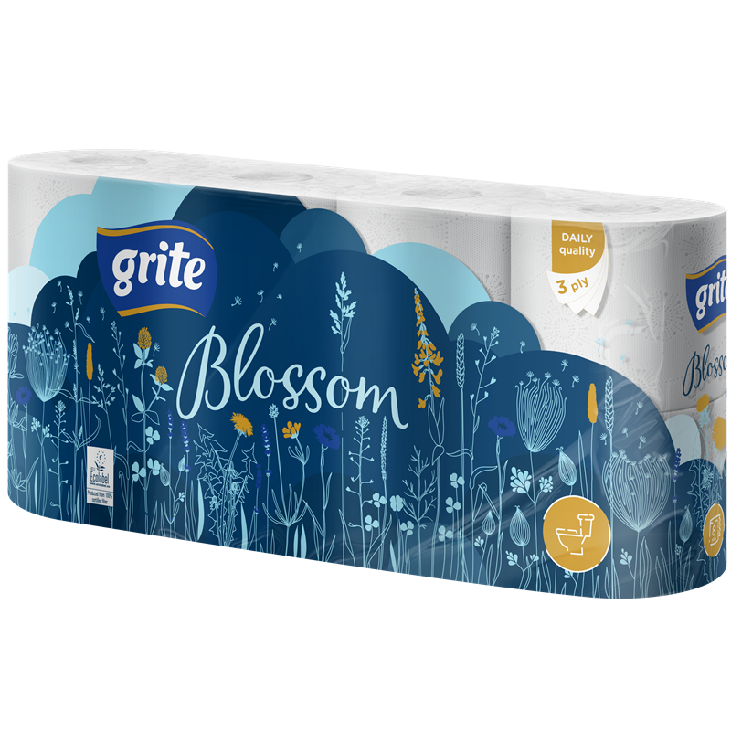 Туалетний папір GRITE Blossom 17,40 м 3 шари 8 рул./уп. (3TBLOS1308_2016)