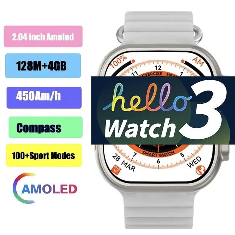 Смарт-часы Hello Watch 3 Full HD AMOLED 49 мм Белый (26389446) - фото 5