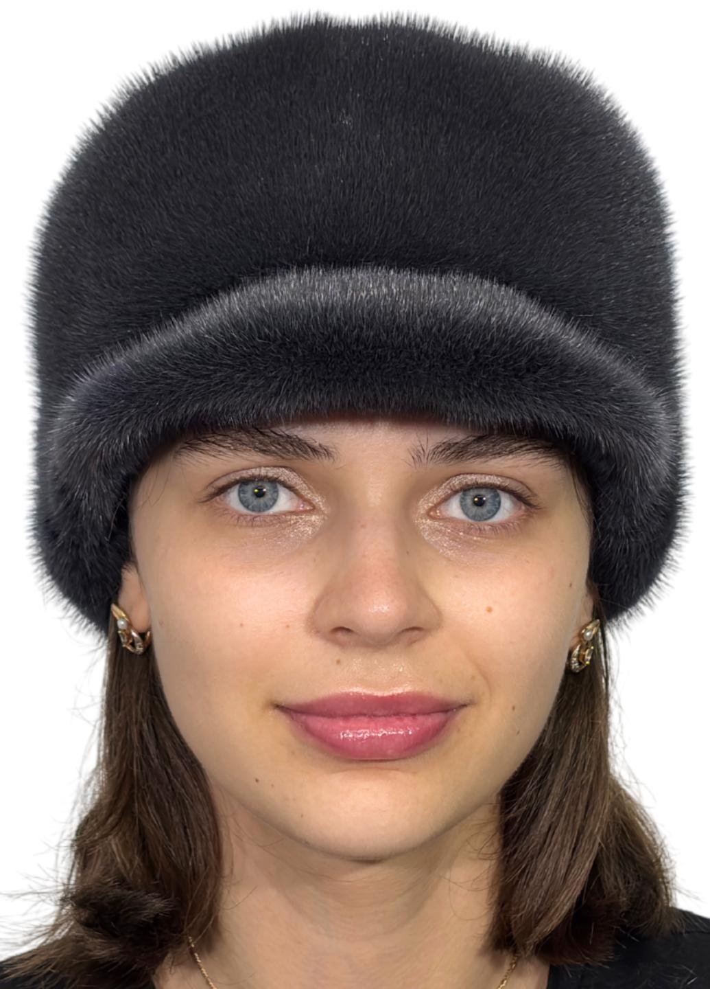 Зимняя кепка Меховой стиль Норма из натурального меха норки Темный ирис (086/А)