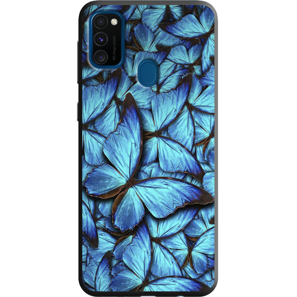Чехол с рисунком Boxface Samsung M307 Galaxy M30s лазурные бабочки Черный силикон (38209-up1550-38658)