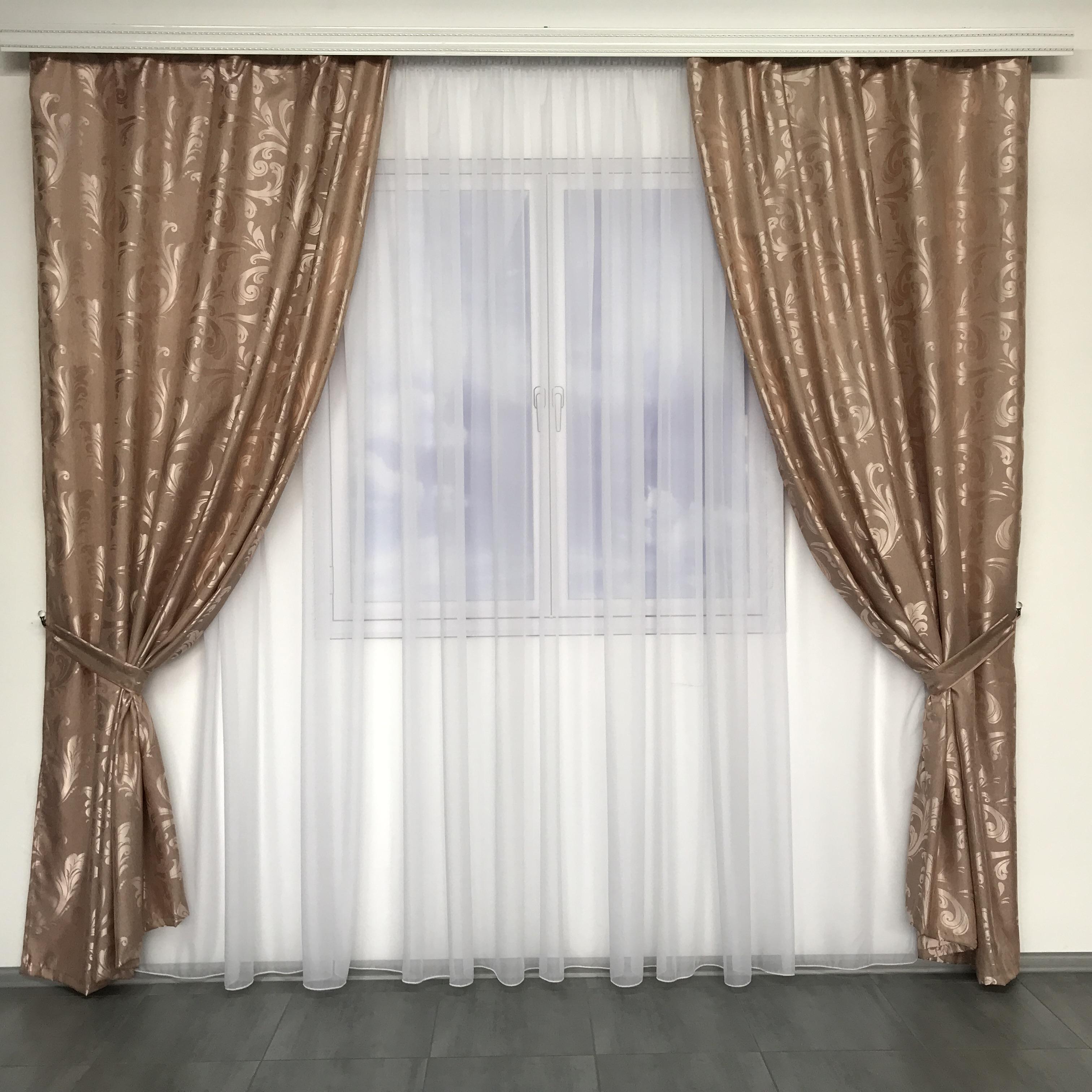 Шторный комплект из жаккарда ALBO 150x270 см 2 шт. Кофе (SH-C32-2)