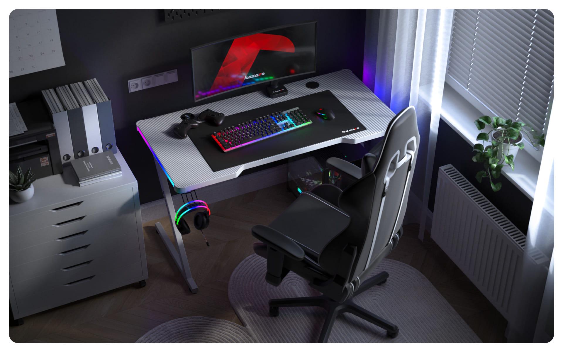 Комп'ютерний стіл Huzaro HERO 2,5 RGB White - фото 5