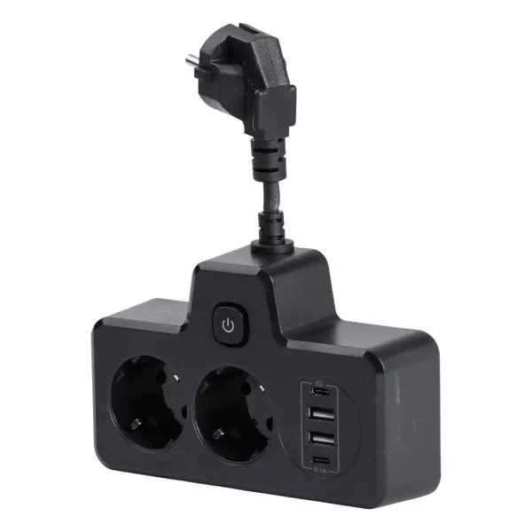 Фильтр-разветвитель сетевой SNAILS 2 розетки LED 4 USB и сенсорным управлением 8 см Черный (147-107-HP-5-18 )