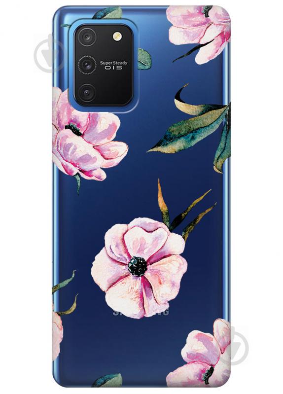 Прозрачный силиконовый чехол iSwag для Samsung Galaxy S10 Lite с рисунком - Пионы (KS3433)