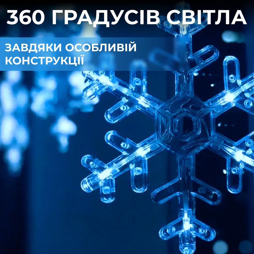 Гирлянда-штора светодиодная GarlandoPro снежинка и звезда 12 фигур 3х1 м Синий - фото 3