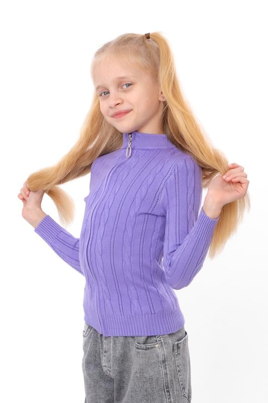 Кофта для дівчинки приталеного крою на блискавці Носи Своє 120 см Бузковий (16024)