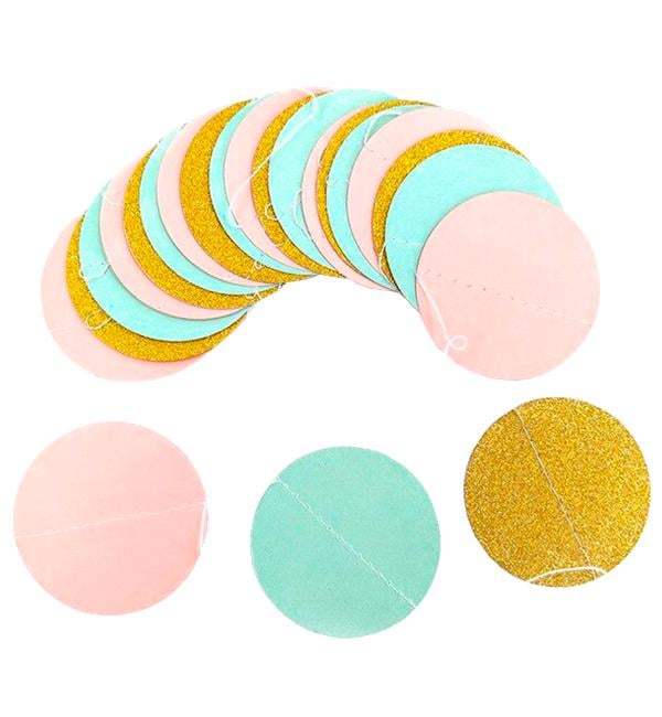 Бумажная гирлянда Disk color 3 м Золотые блестки