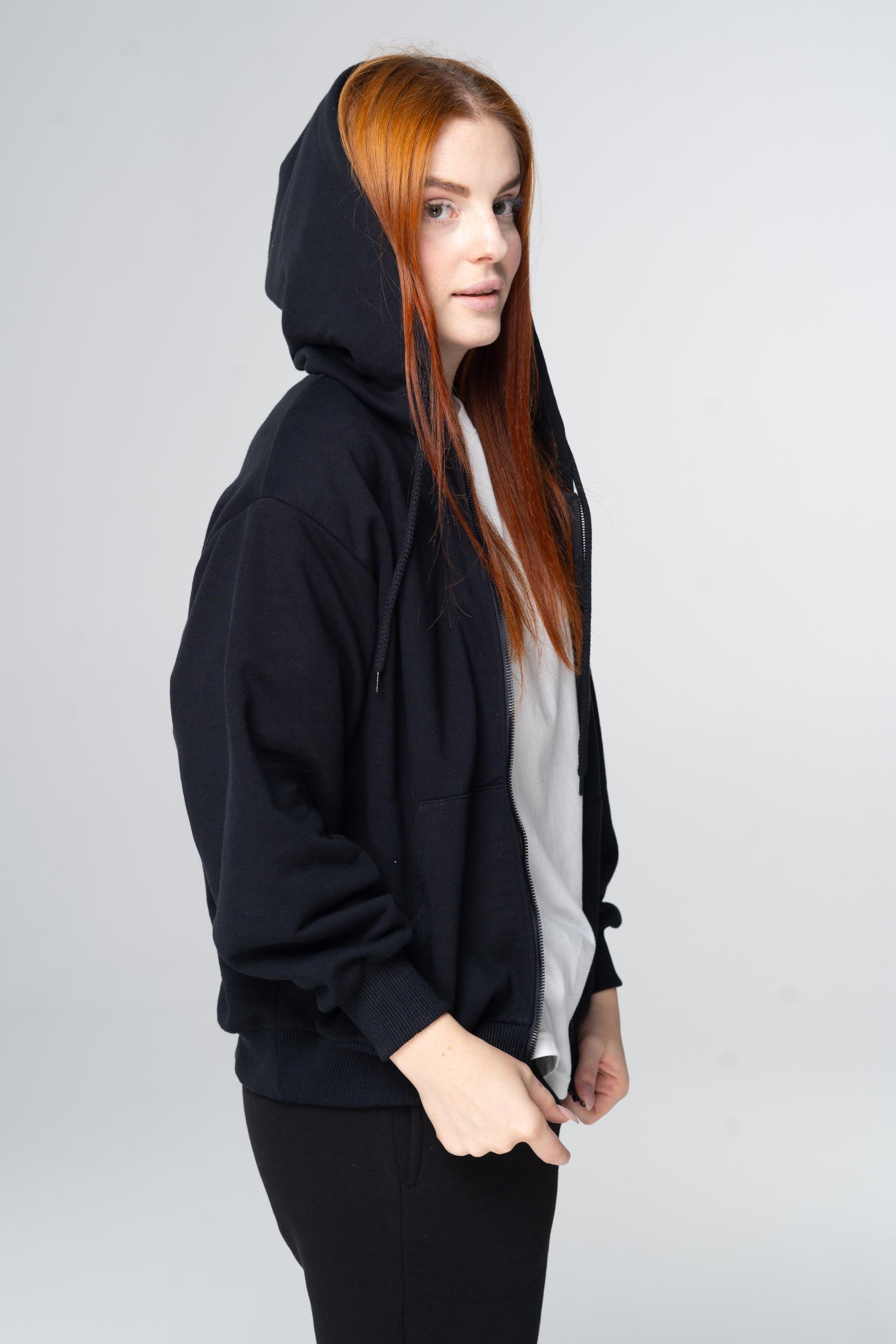 Худі на блискавці жіноче ROZA 211201 L Чорний (4824005686955) - фото 4 Худі на блискавці жіноче ROZA 211201 L Чорний (4824005686955) - фото 4