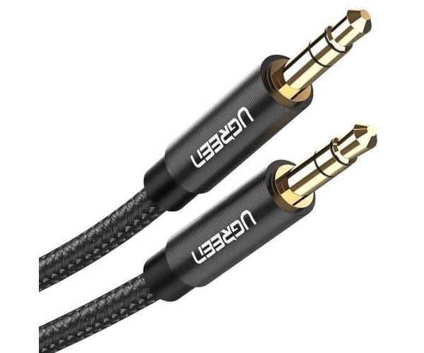 Кабель аудио UGREEN AV112 AUX 3,5 мм to AUX 3,5 мм Cable Gold Plated Metal Case with Braid 1 м Black