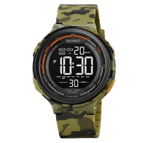 Часы наручные мужские Skmei 1841CMGN 5 ATM с подсветкой Black/Green-camo (13103577)