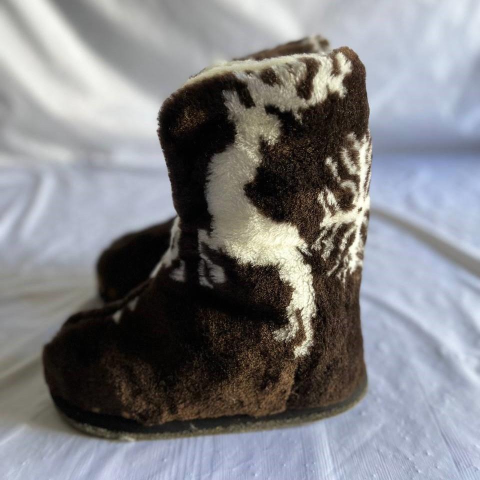 Домашні чуні високі Олені з вовни р. 44-45 Коричневий (Ч-011-44-45)