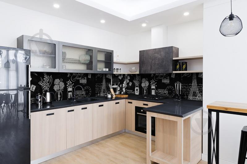 Скинали на кухню Zatarga «Черно-белый Париж» 600х2500 мм виниловая 3Д наклейка кухонный фартук самоклеящаяся Z180761