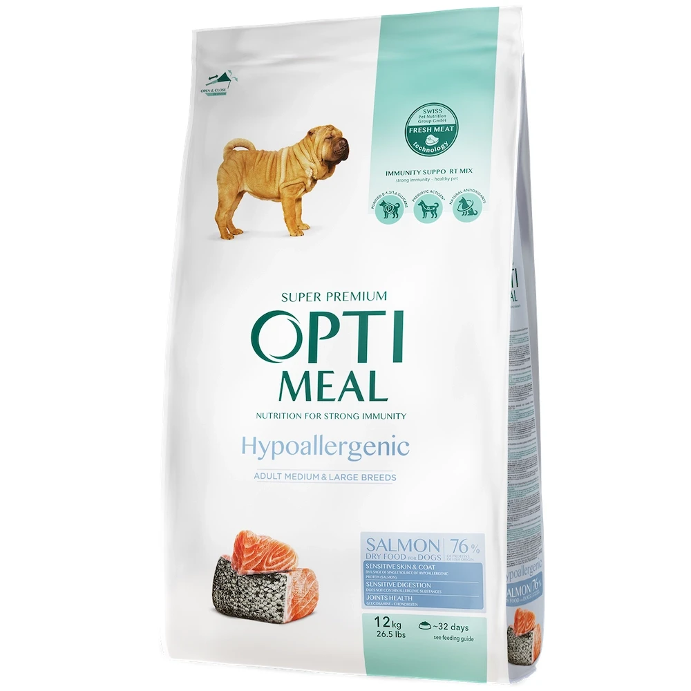 Корм для собак сухой Optimeal Dogs Hypoallergenic Medium and Large Breeds Salmon 12 кг