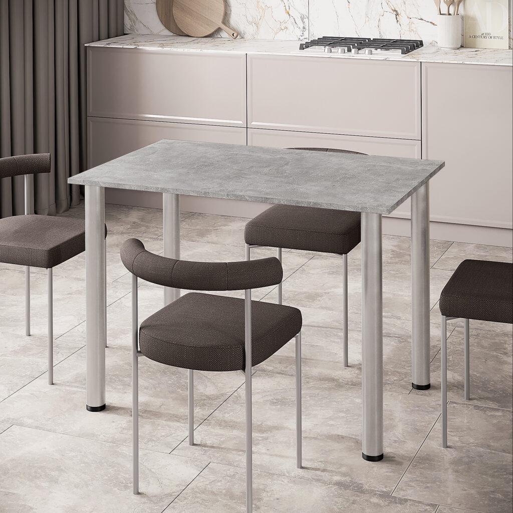 Обеденный стол Смарт-2 с металлическими ножками 1100x700x730 мм Бетон (23992391)