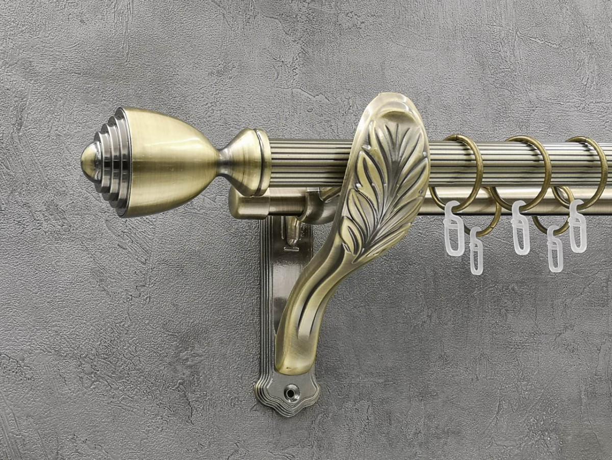 Карниз Quadrum Палацио рифленая штанга двойной ретро 25/19 мм 400 см Антик (262049056)