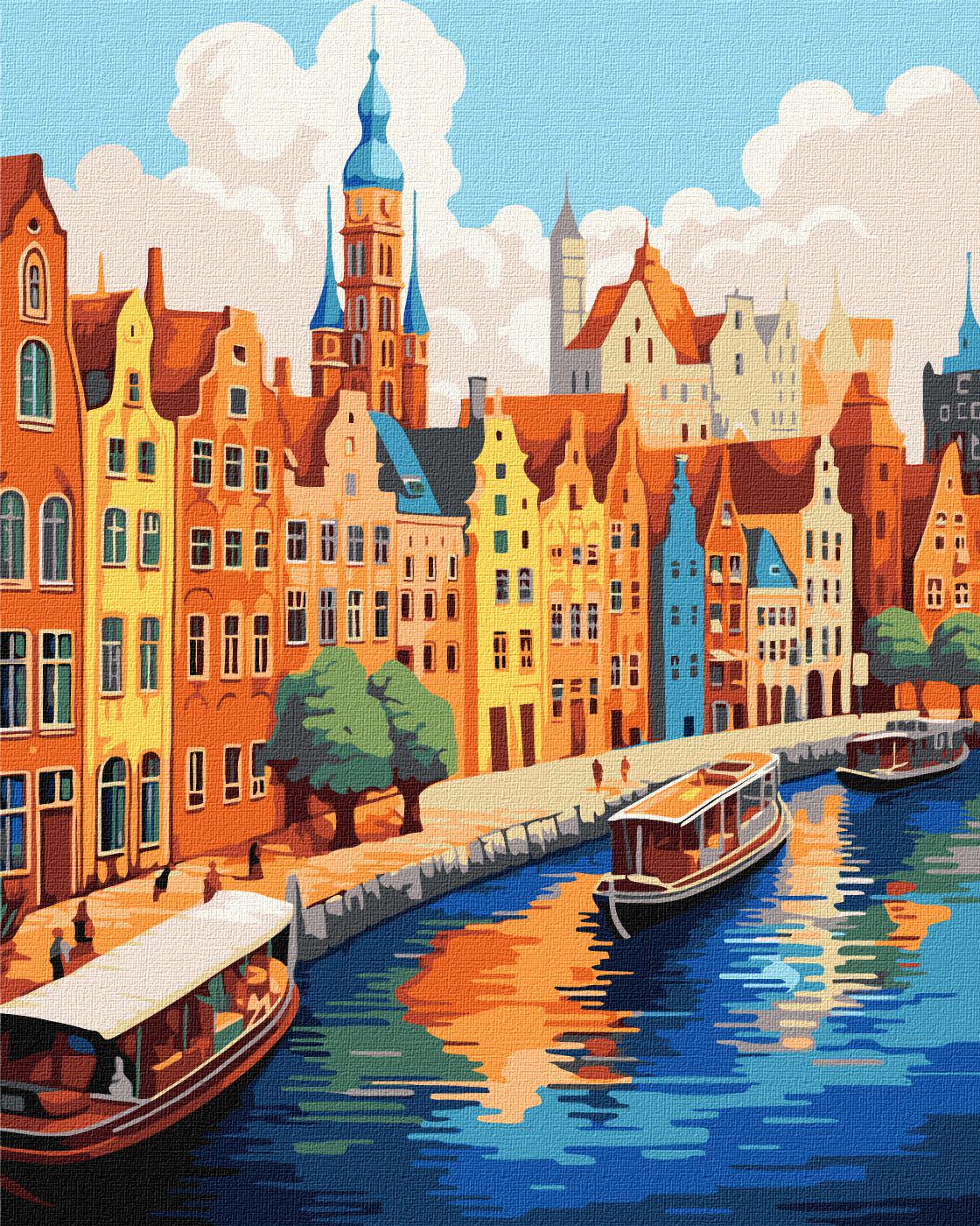 Картина за номерами Ідейка Різнобарвне містечко 40x50 см (Id-KHO3642)